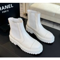 Chanel women's chelsea boots in calfskin white 1202-2024