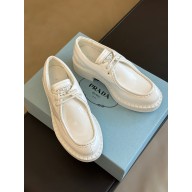 Prada Brushed leather lace-up shoes white 1E249N 2023