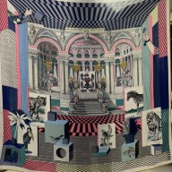 Hermes Theater Cashmere & Silk Sqaure Scarf blue 2022
