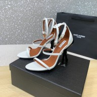 Alaia Heel 10cm CABARET SANDALS IN PATENT CALFSKIN white/black 2023 