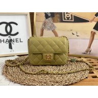 CHANEL Lambskin, Enamel & Gold-Tone Metal MINI FLAP BAG AS3738 green 2022
