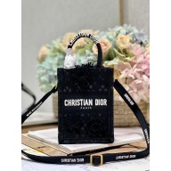 Dior mini Book Tote phone Bag in black D-Lace Embroidery with 3D Macramé Effect 2023