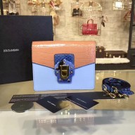 Dolce&Gabbana LUCIA crocodile partern calfskin leather shoulder bag Orange/Blue(TZ-75301)