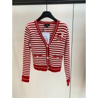 chanel red stripped NO.5 cardigan 2023 SPRING