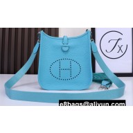 Hermes Mini Evelyne Bag In Original Togo Leather Macaron Blue with Silver Hardware (Machine Made)