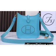 Hermes Mini Evelyne Bag In Original Togo Leather Macaron Blue with Gold Hardware (Machine Made)