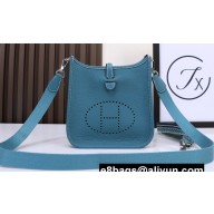Hermes Mini Evelyne Bag In Original Togo Leather Dneim Blue with Silver Hardware (Machine Made)
