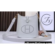 Hermes Mini Evelyne Bag In Original Togo Leather Pearl Gray with Gold Hardware (Machine Made)
