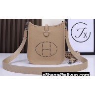 Hermes Mini Evelyne Bag In Original Togo Leather Apricot with Silver Hardware (Machine Made)