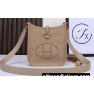 Hermes Mini Evelyne Bag In Original Togo Leather Apricot with Gold Hardware (Machine Made)