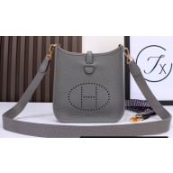 Hermes Mini Evelyne Bag In Original Togo Leather Gray with Gold Hardware (Machine Made)