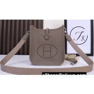 Hermes Mini Evelyne Bag In Original Togo Leather Elephant Gray with Silver Hardware (Machine Made)