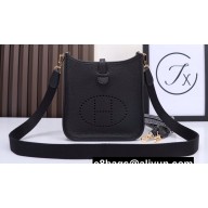 Hermes Mini Evelyne Bag In Original Togo Leather Black with Gold/Silver Hardware (Machine Made)