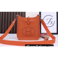 Hermes Mini Evelyne Bag In Original Togo Leather Orange with Silver Hardware (Machine Made)
