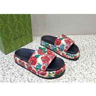 Gucci lover's platform slide sandals with flowers printing 2023