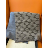 CHANEL CC LOGO PRINTED CASHMERE SCARF BLUE 2024B