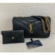 saint laurent LOULOU small in MATELASSÉ lambskin BLACK 2025 (original quality)