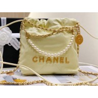 Chanel 22 Mini Bag with Pearl and Chain AS3980 YELLOW 2023
