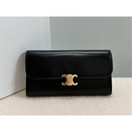 CELINE LARGE WALLET TRIOMPHE in Shiny calfskin Black 2024