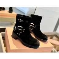 Miu Miu Vintage-look suede leather booties 5T953D black 2023