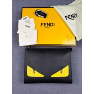 FENDI MONSTER POUCH BLACK IN GRAINED LEATHER