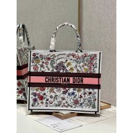 Dior Large Book Tote Bag in White Multicolor Florilegio Embroidery 2023