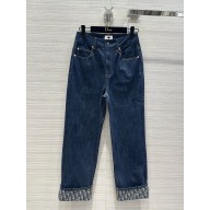 DIOR Blue Cotton Denim with Dior Oblique Interior Boyfriend Jeans 2024