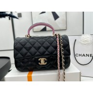 Chanel Mini Flap Bag with Top Handle in Lambskin AS2431 black 2023