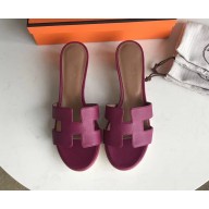 Hermes heel 5cm oasis slippers in epsom leather burgundy/brown