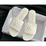 Chanel knitted mules with CC Turn Lock white 2025
