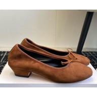 THE ROW suede Leather ballet flats with bow brown 2025