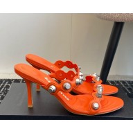 Alexander Wang Riot mules calf leather/metal rust red 2025