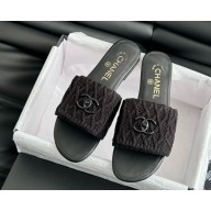 Chanel knitted mules with CC Turn Lock black 2025