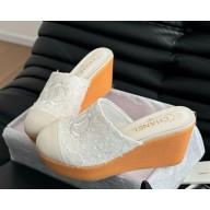 Chanel Platform with CC Logo Woolen mules white 2025