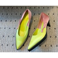 Prada pointed satin pumps with bow yellow 2025 