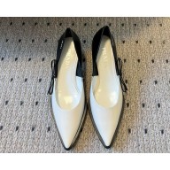 Prada pointed leather pumps with bow black/white 2025 