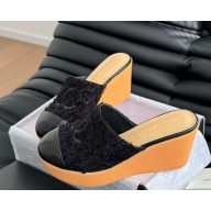 Chanel Platform with CC Logo Woolen mules black 2025