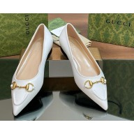 Gucci Erin Leather Horsebit Ballerina Flats white 2025