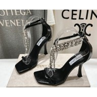Jimmy Choo Verity Sandal 95 black Vintage Metallic Leather Sandals 2025