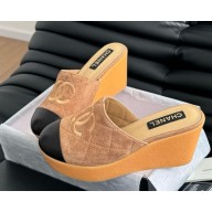 Chanel Platform with CC Logo suede and calfskin Mules brown/black 2025
