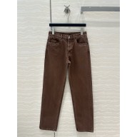 MIU MIU FIVE-POCKET BULL DENIM TROUSERS COFFEE 2024