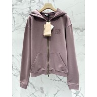 MIU MIU GARMENT-DYED COTTON FLEECE HOODIE 2025