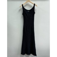 MIU MIU black lame boucle dress 2025