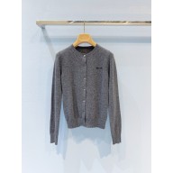 MIU MIU CASHMERE KNIT CARDIGAN GRAY 2024