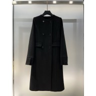 MIU MIU NATTE TOILE DOUBLE-BREASTED COAT BLACK 2024