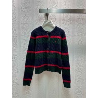 Ralph Lauren Green Multi Stripe Cable-Knit Wool-Cashmere Cardigan 2024 