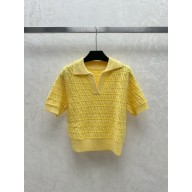 FENDI yellow FF wool and cashmere polo shirt 2024 