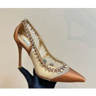 Aquazzura Crystal Crush 105 silk /Mesh pumps brown 2024