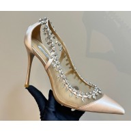 Aquazzura Crystal Crush 105 silk /Mesh pumps nude pink  2024