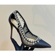 Aquazzura Crystal Crush 105 silk /Mesh pumps black  2024